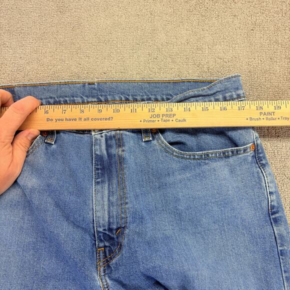 Levi's 505 Jeans Mens 36x34 Blue Denim Regular Fit Straight Leg Mid-Rise Zip Fly - Picture 7 of 8